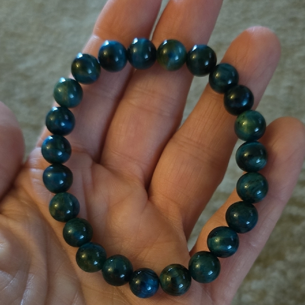 8mm blue tiger eye bracelet - Picture 3 of 4